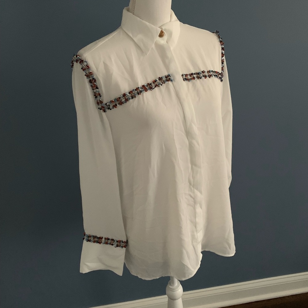ZARA Unique Tunic Length Button Down Blouse